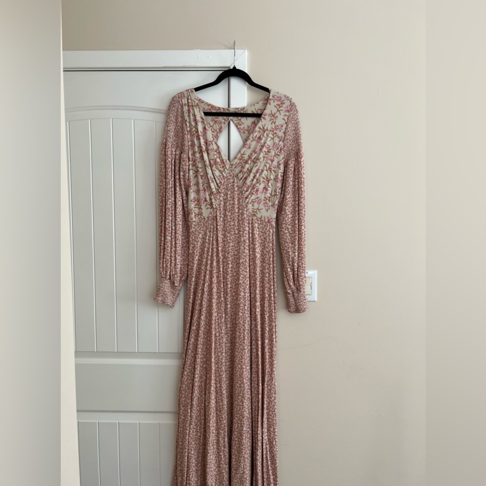 Free People Pink Floral long sleeve dress